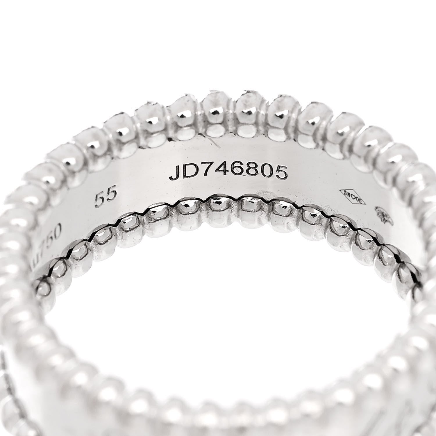 Van Cleef & Arpels 18K White Gold Perlee Signature Ring 55 7.25 5 of 5