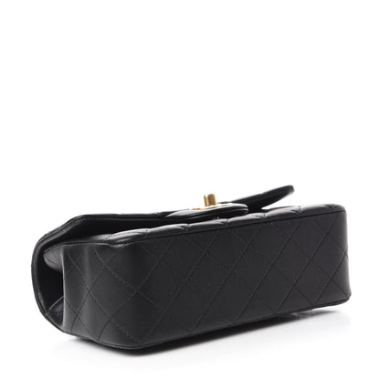 Chanel Lambskin Quilted Mini Top Handle Rectangular Flap Black 4 of 12