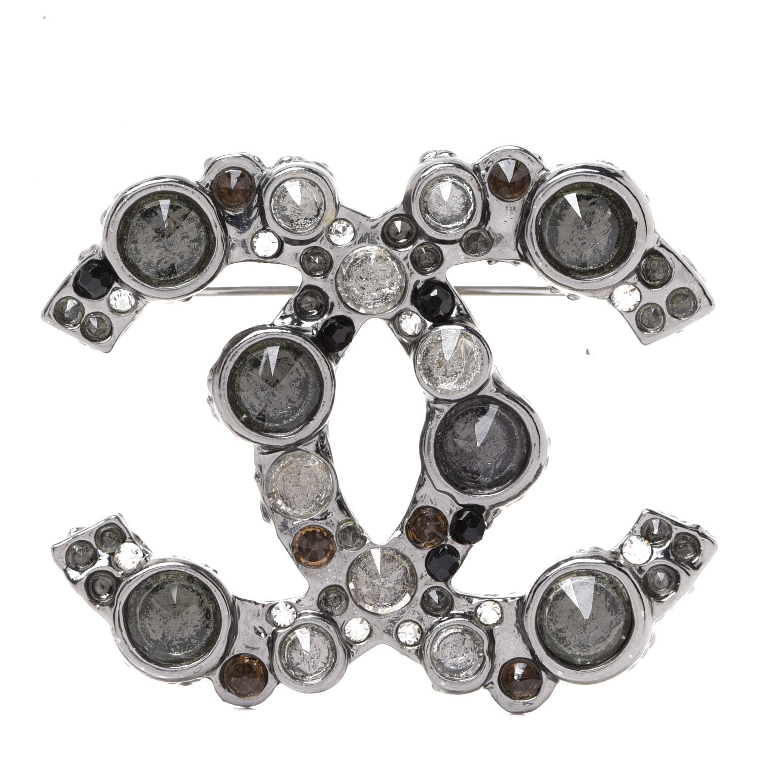 Chanel Ruthenium Crystal CC Brooch 1 of 4