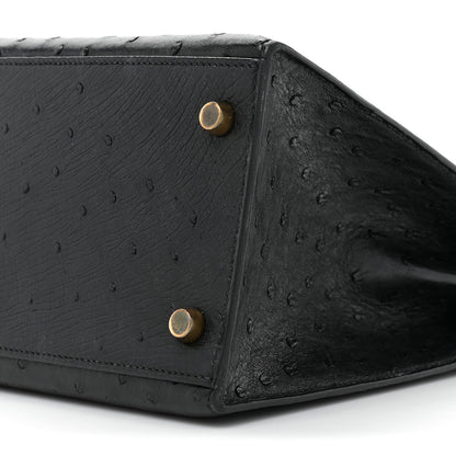 Hermes Ostrich Kelly Sellier 28 Black 8 of 17