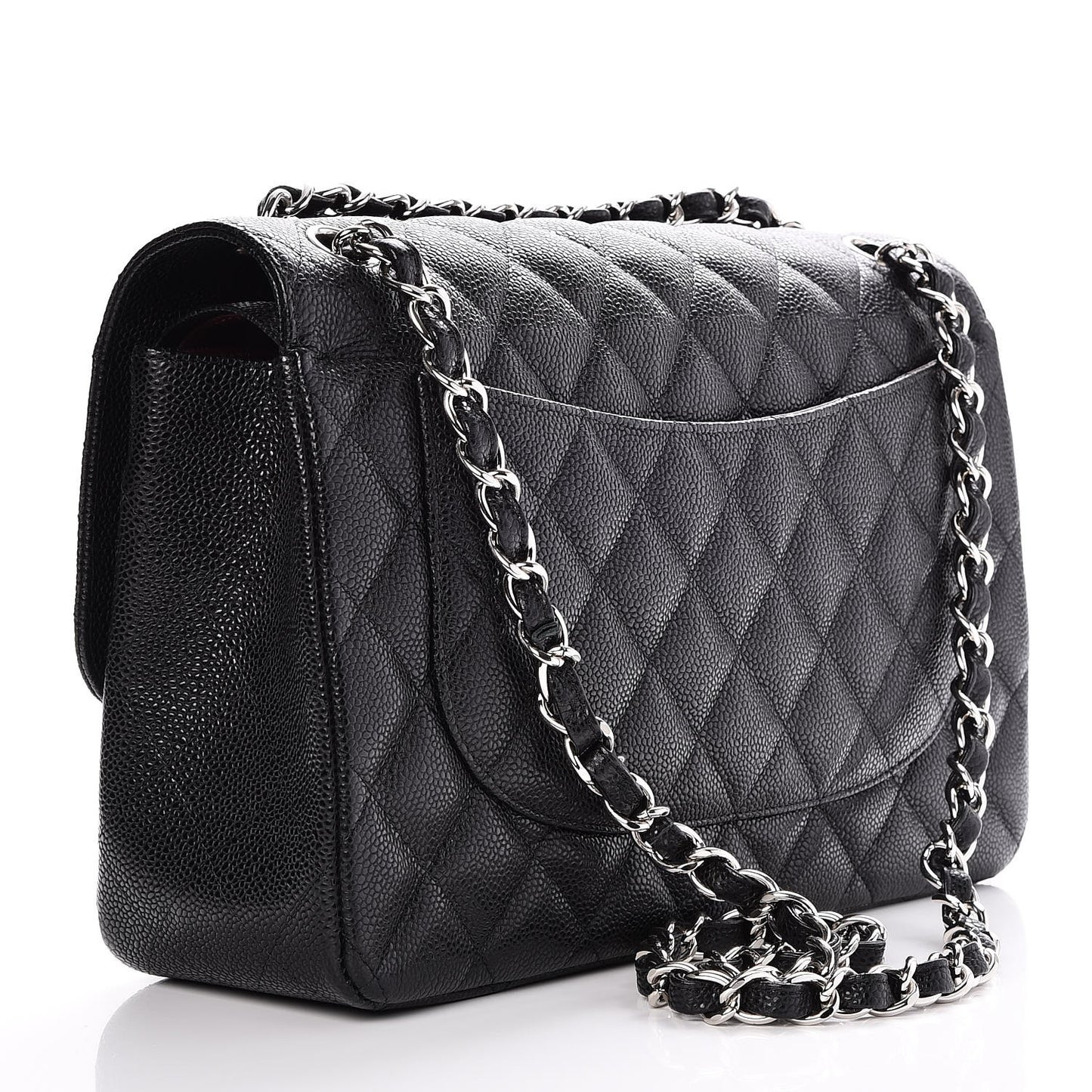Caviar Quilted Jumbo Double Flap Black