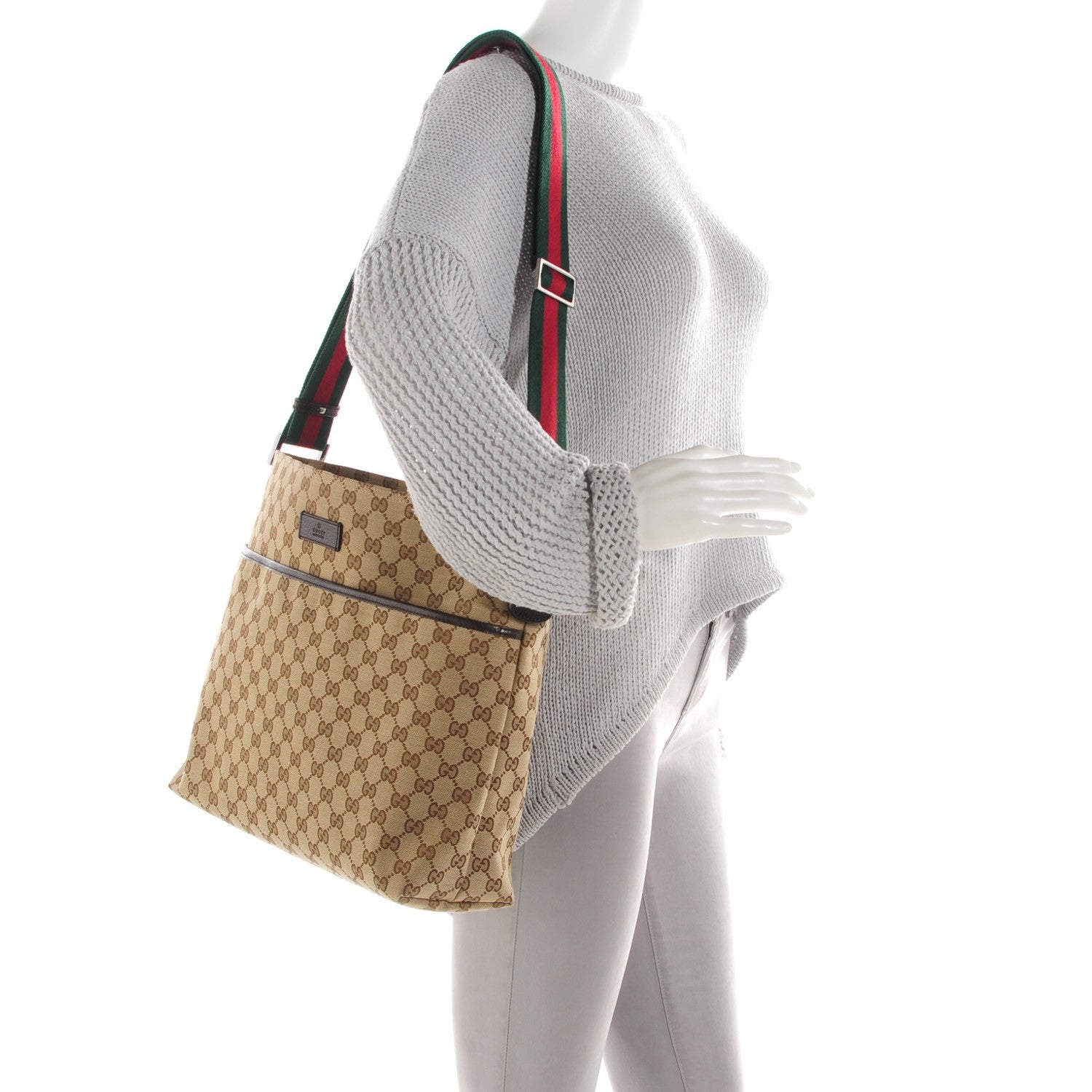 Gucci Monogram Web Medium Flat Messenger Bag Dark Brown 2 of 7