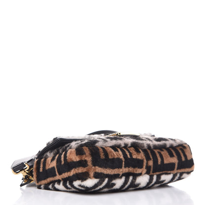 Fendi Shearling Vitello Dolce Macro FF 1974 Baguette White Ice Tortora Tobacco 4 of 8
