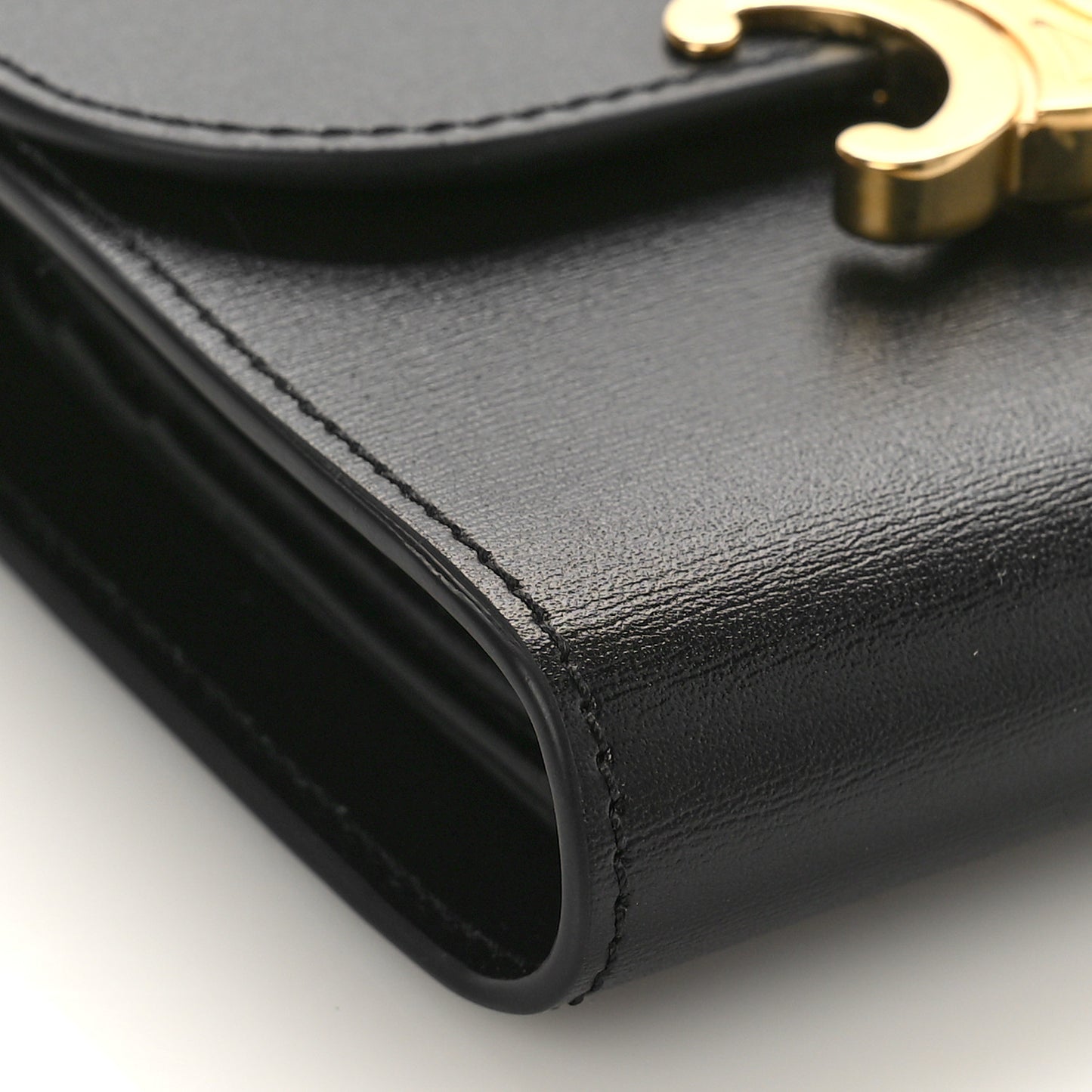 Shiny Calfskin Small Triomphe Wallet Black