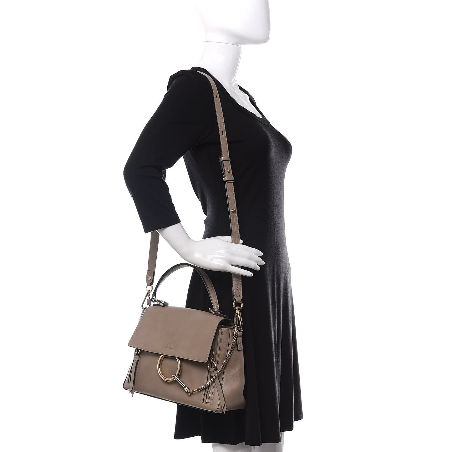 Calfskin Small Faye Day Shoulder Bag Motty Grey