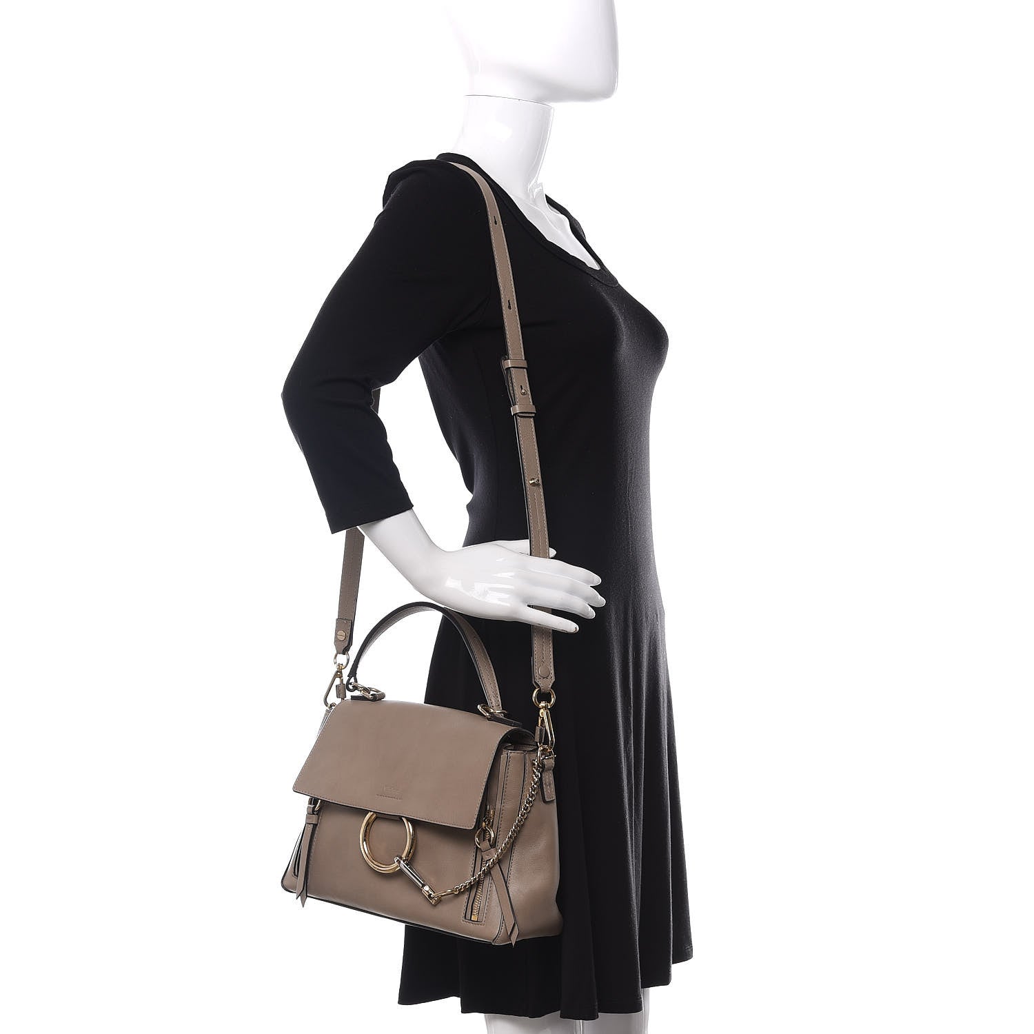 Chloe Calfskin Small Faye Day Shoulder Bag Motty Grey 2 of 10