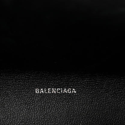 Balenciaga Metallic Calfskin Crocodile Embossed Hourglass Flap Flat Pouch Silver 6 of 10