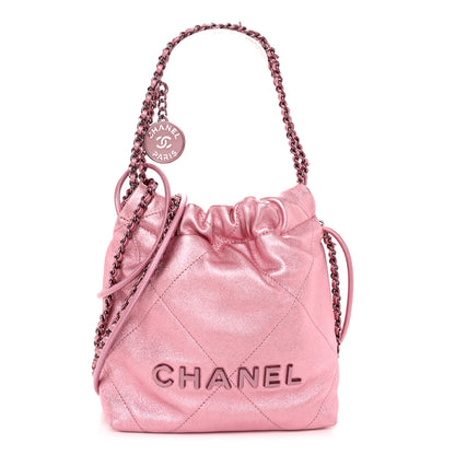 Chanel Metallic Lambskin Lacquered Monochrome Quilted Mini Chanel 22 Pink 1 of 11