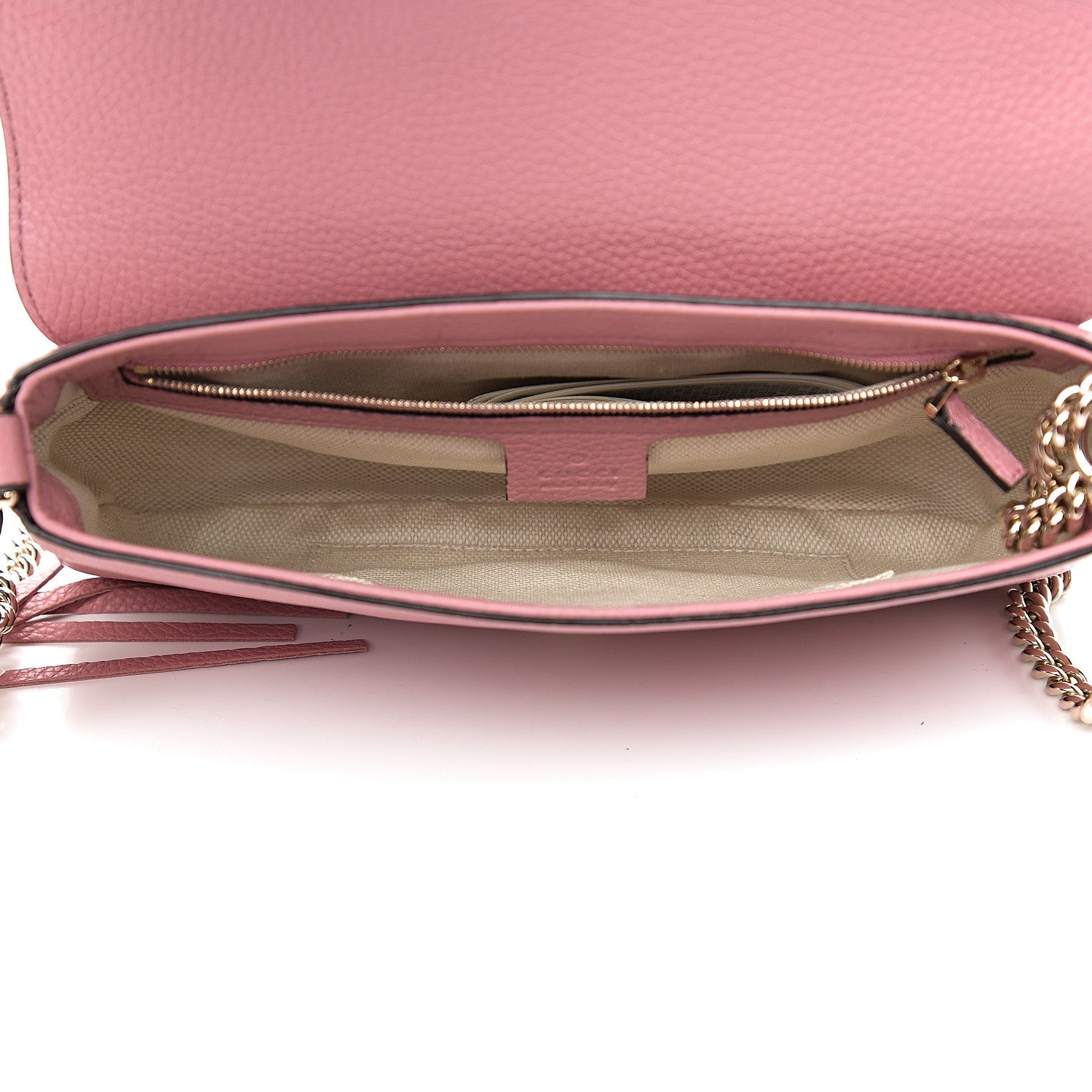 Gucci Pebbled Calfskin Medium Soho Flap Crossbody Pink 4 of 9