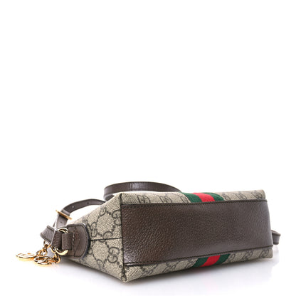 Gucci GG Supreme Monogram Textured Dollar Calfskin Web Small Ophidia Dome Shoulder Bag Beige Ebony New Acero 4 of 11