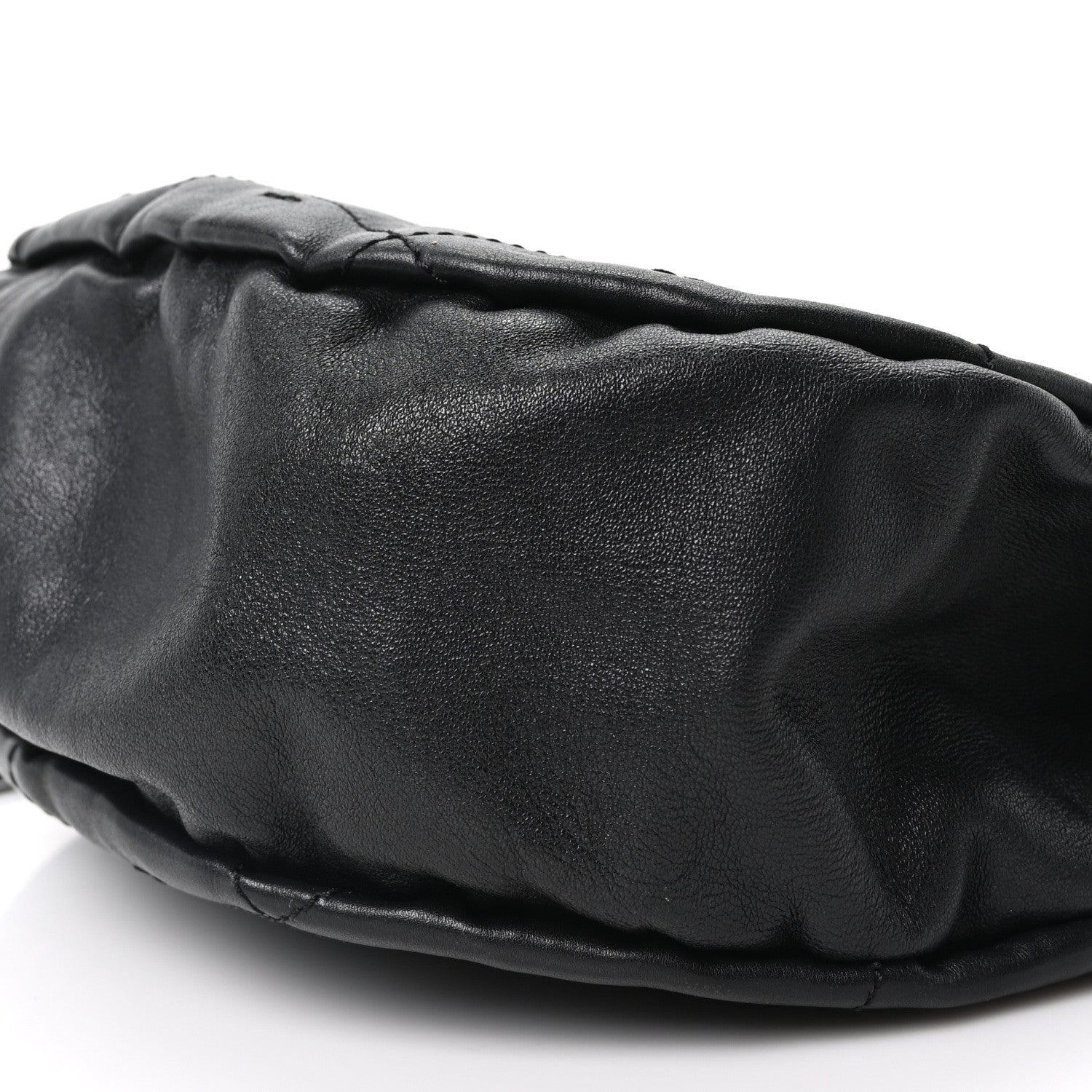 Chanel Lambskin Stitched Chocolate Bar Chain Fringe Hobo Black