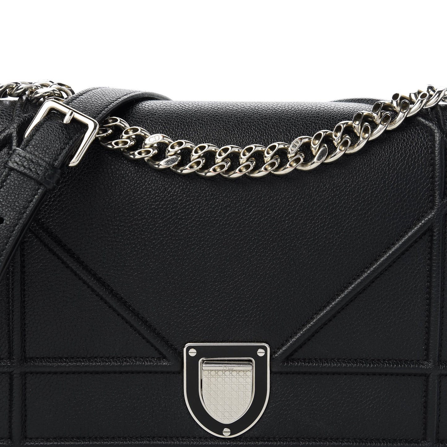 Grained Calfskin Medium Diorama Flap Bag Black