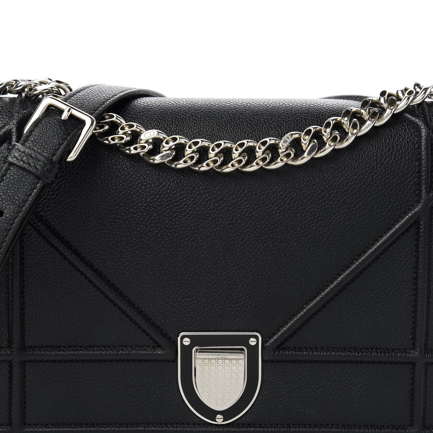 Christian Dior Grained Calfskin Medium Diorama Flap Bag Black 10 of 12