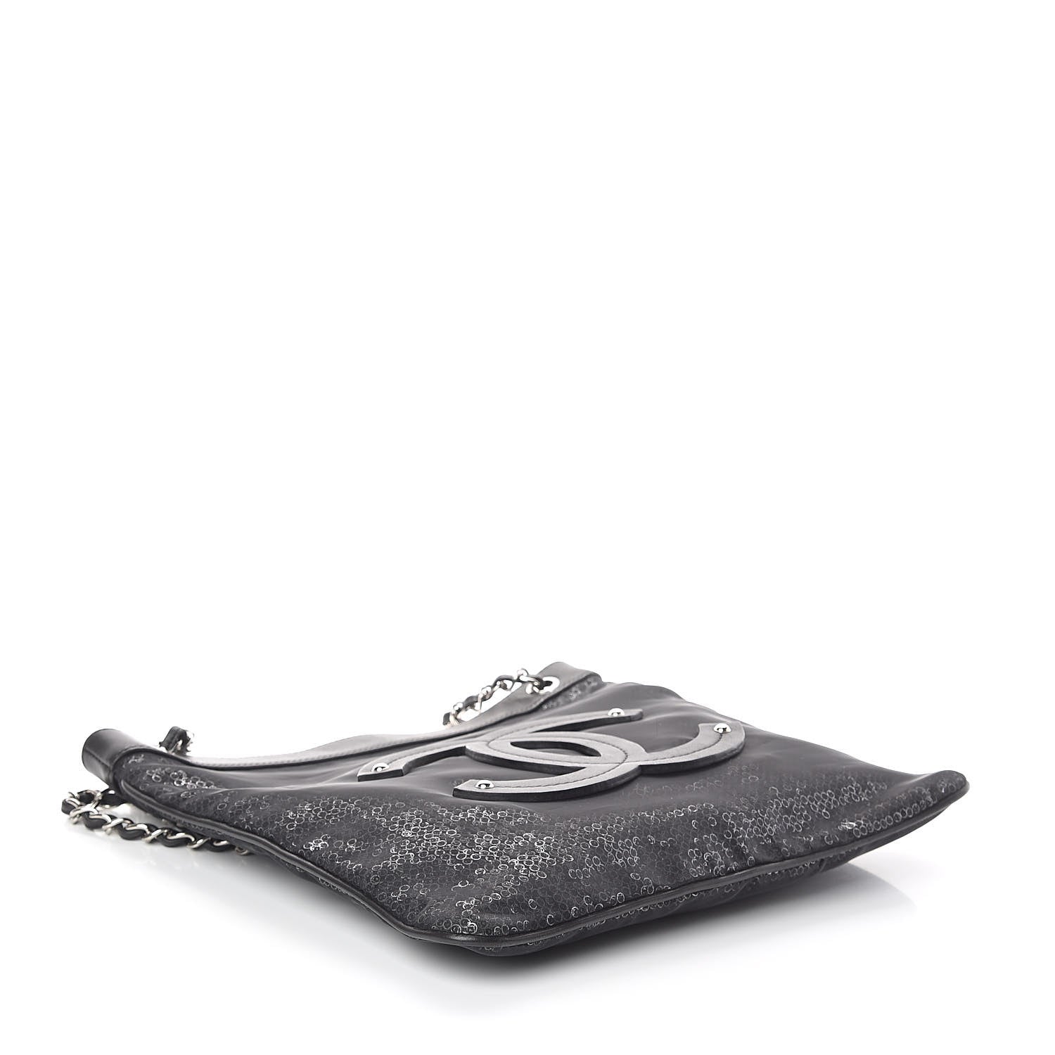 Chanel Calfskin Mesh Hidden Sequin CC Tote Black 4 of 10