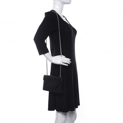 Saint Laurent Calfskin Star Embroidered Crocodile Embossed Small Betty Black 2 of 8