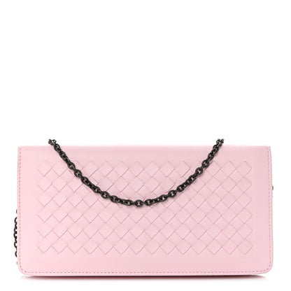 Bottega Veneta Nappa Intrecciato Continental Wallet on Chain Pink 1 of 10