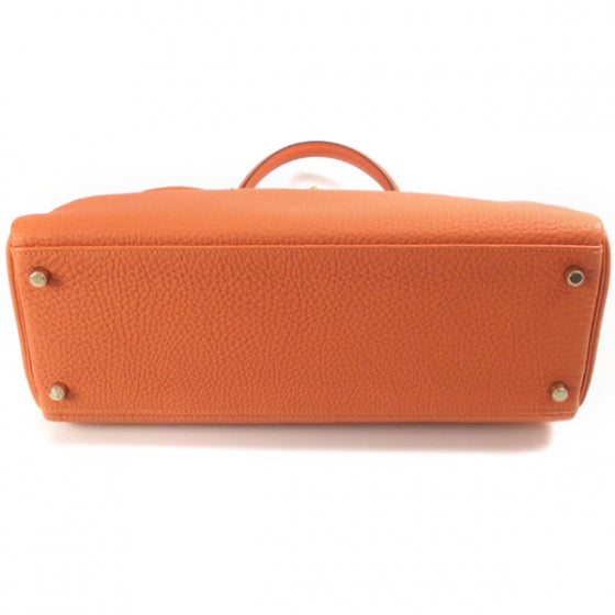 Hermes Clemence KELLY 35 Handbag Orange 4 of 13