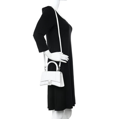 Balenciaga Shiny Box Calfskin Strass Hourglass Top Handle Bag XS White 2 of 16