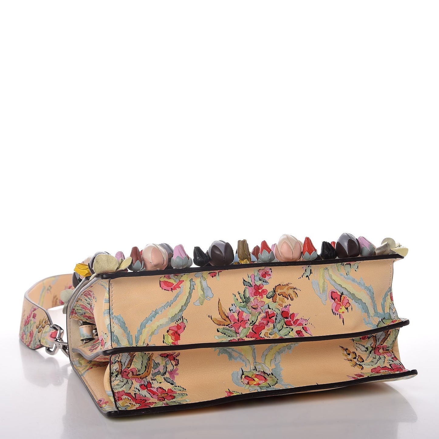 Vitello Marie Antoinette Print Rosebud Kan I Shoulder Bag Panna Multicolor
