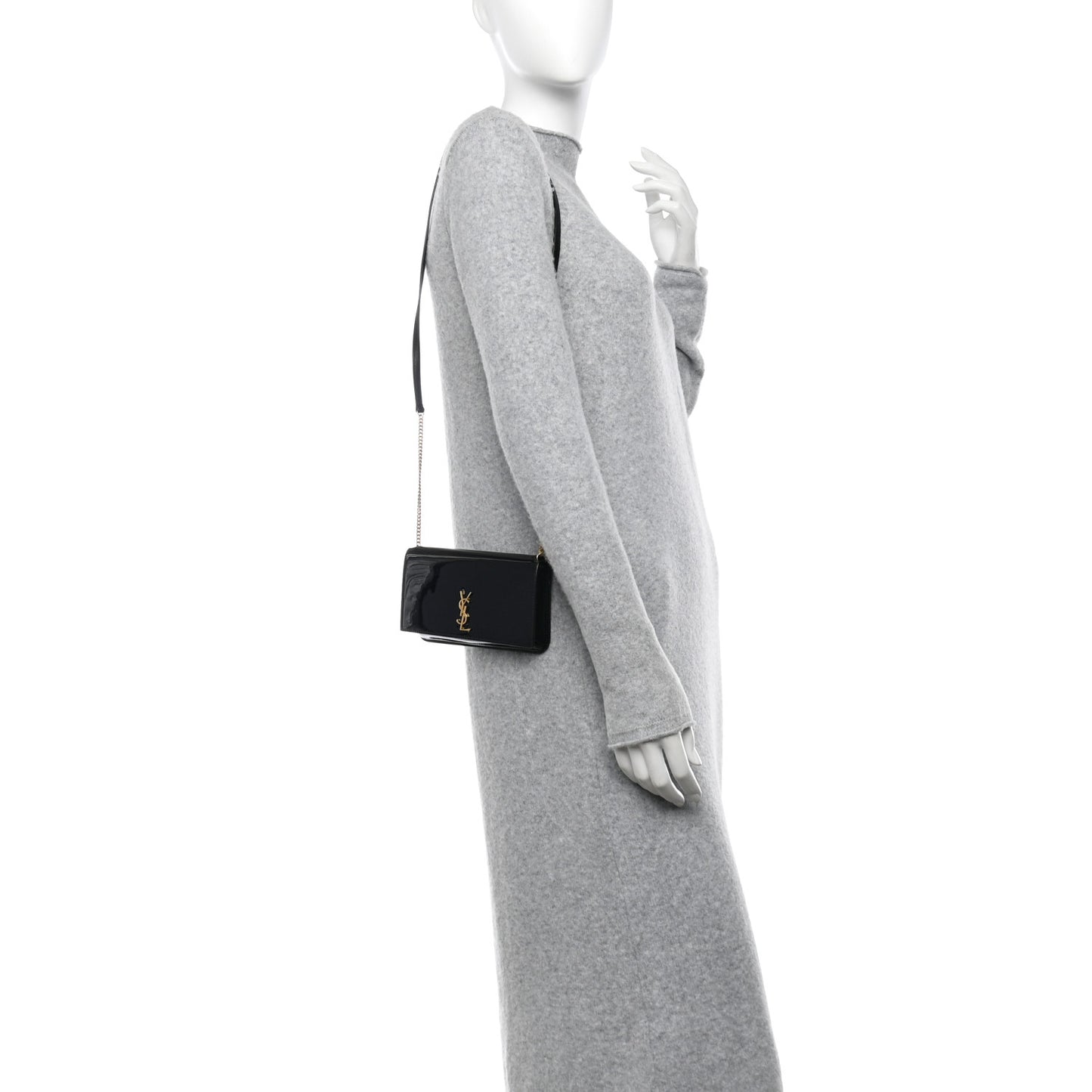 Patent Monogram Phone Holder Crossbody Black