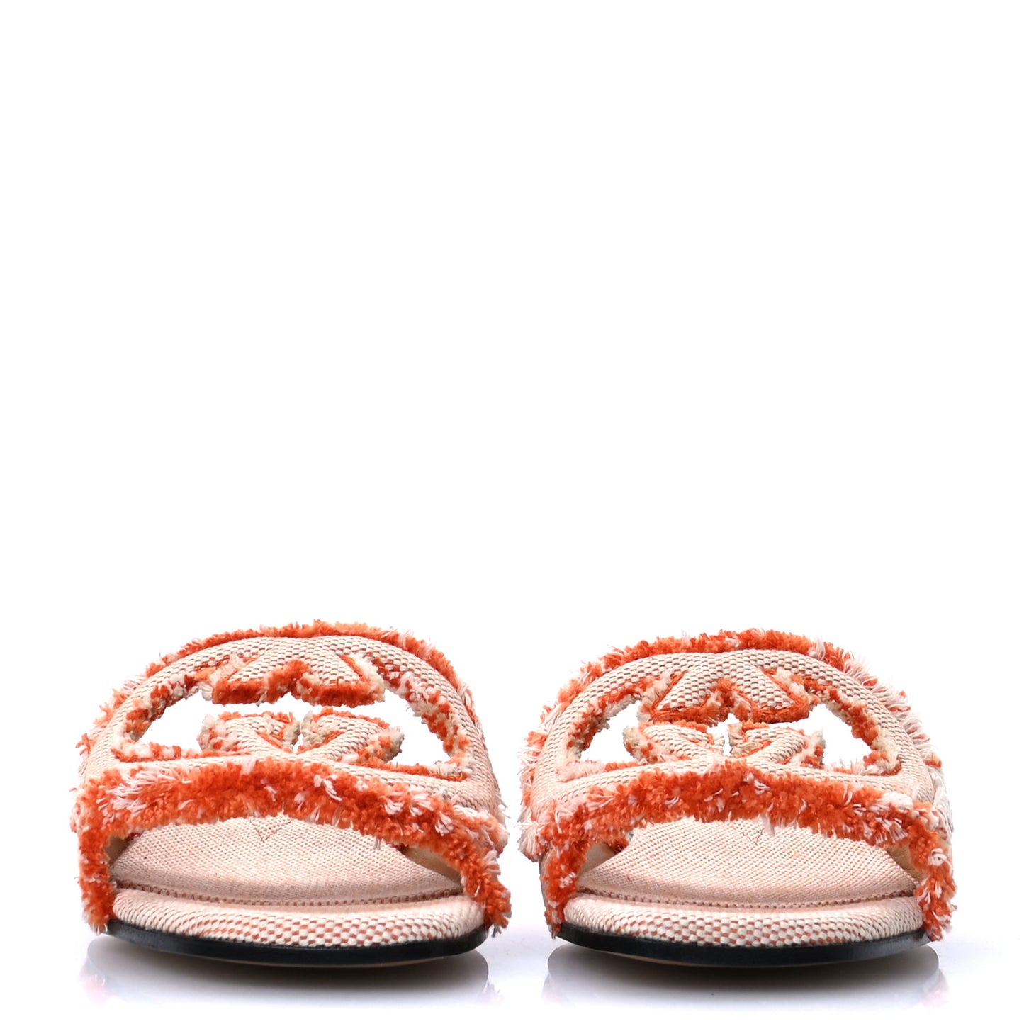 Canvas Interlocking G Bicolor Mountain Slide Sandals 38.5 Orange Natural