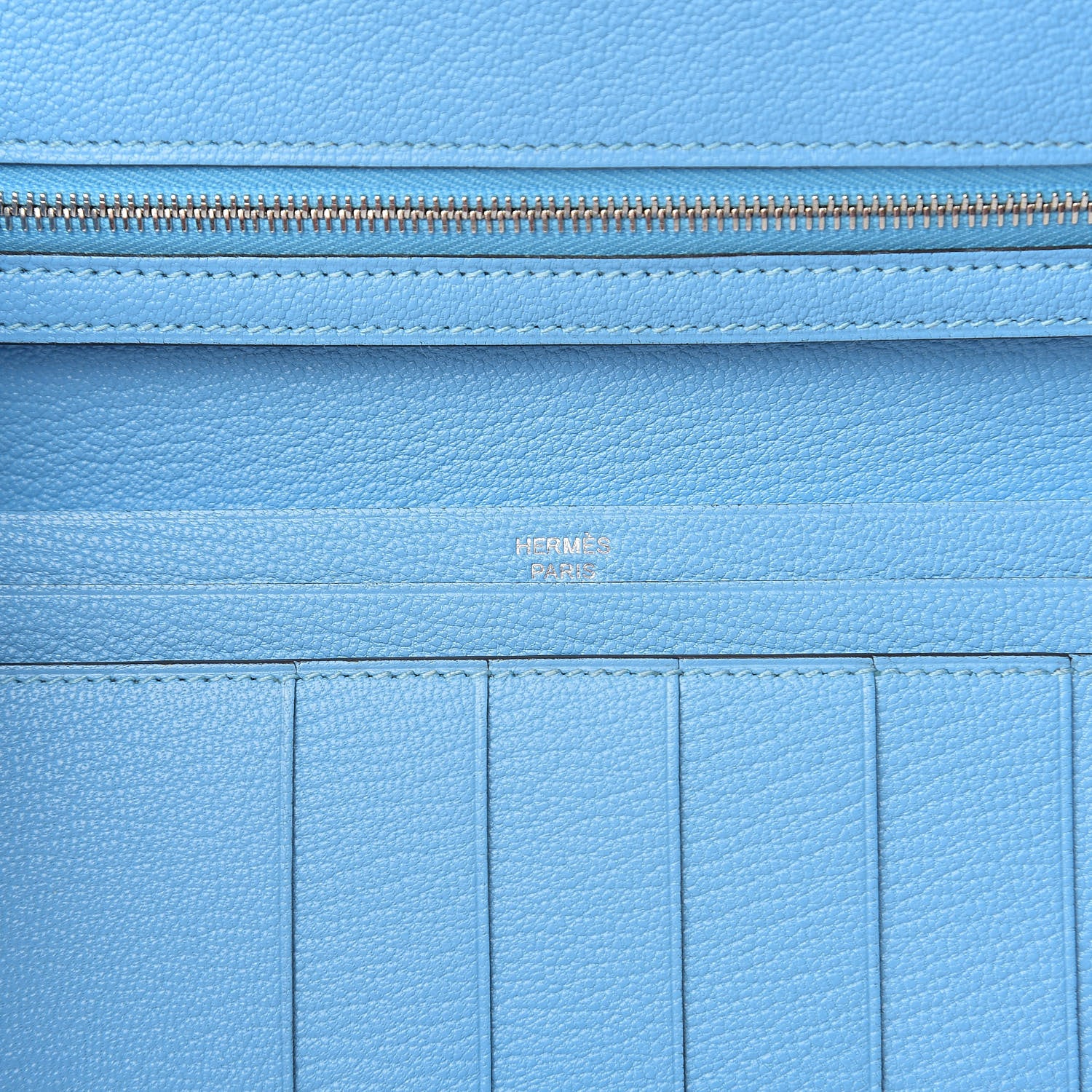 Hermes Chevre Mysore Bearn Gusset Wallet Celeste 5 of 7
