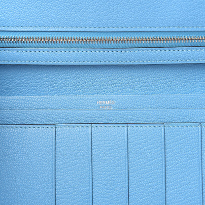 Hermes Chevre Mysore Bearn Gusset Wallet Celeste 5 of 7
