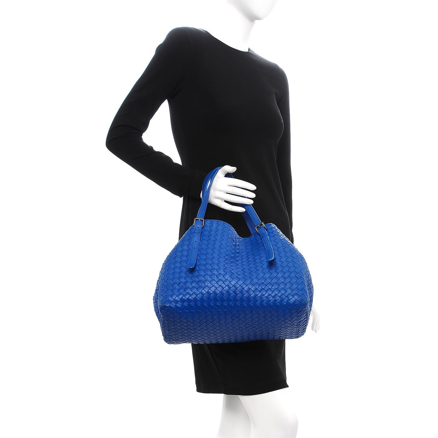 Nappa Intrecciato Medium Seamless Tote Signal Blue