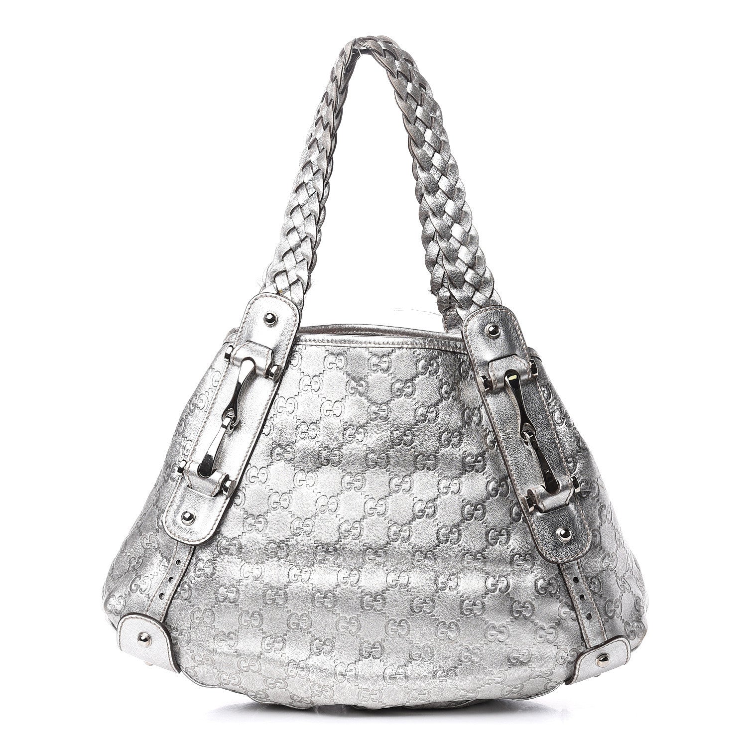 Gucci Metallic Guccissima Small Pelham Shoulder Bag Silver 1 of 14