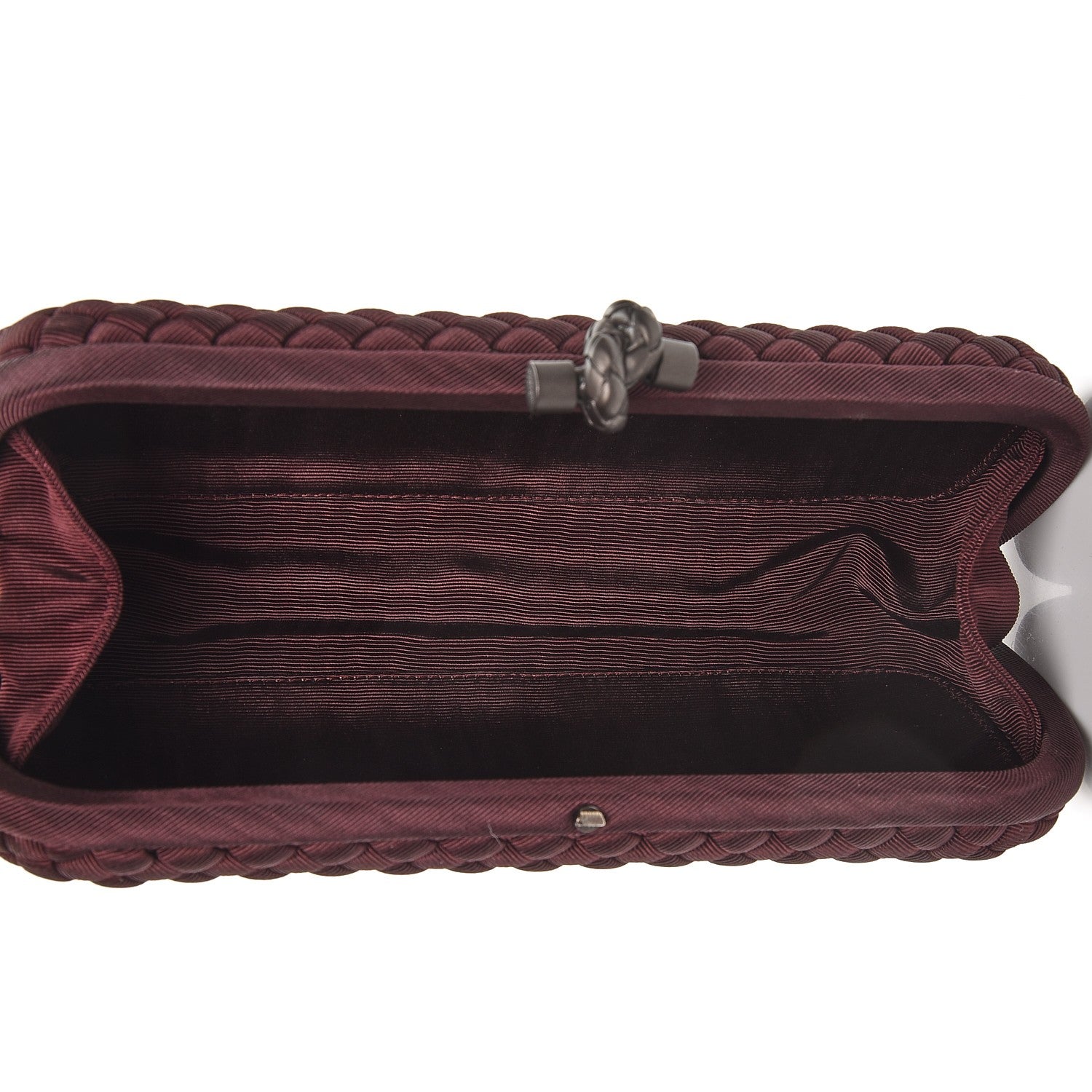 Bottega Veneta Silk Faille Intrecciato Knot Clutch Aubergine 5 of 6