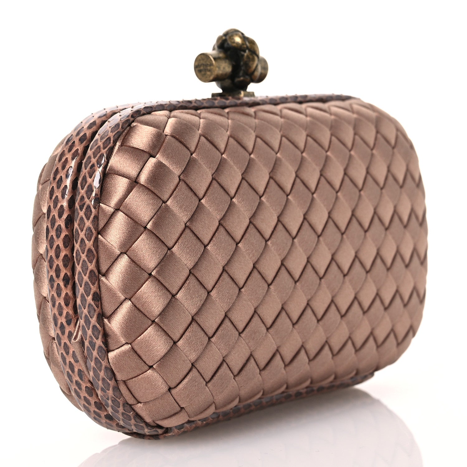 Bottega Veneta Satin Intreccio Impero Ayers Knot Clutch Blush 3 of 9