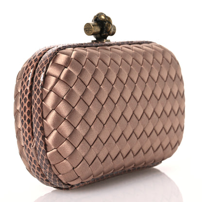Bottega Veneta Satin Intreccio Impero Ayers Knot Clutch Blush 3 of 9