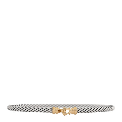 David Yurman Sterling Silver 18K Yellow Gold 3mm Cable Buckle Bracelet 1 of 3