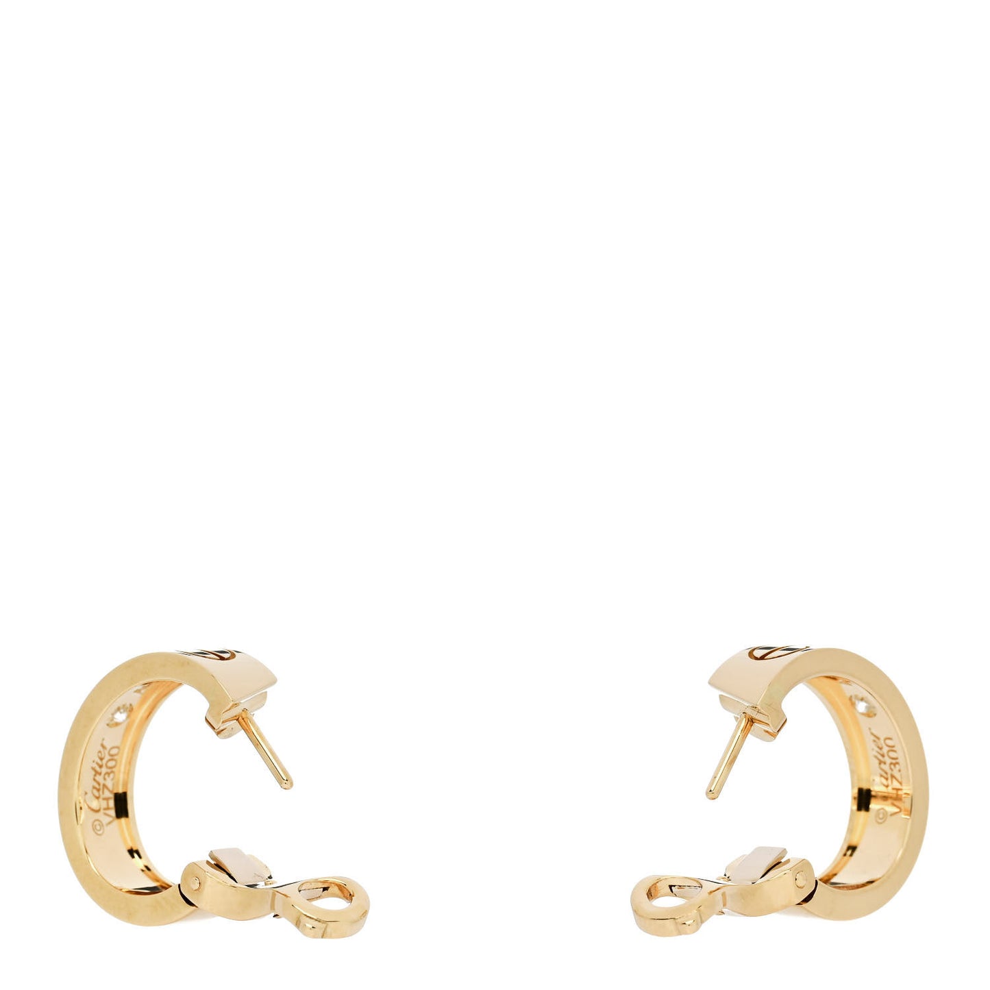 18K Yellow Gold 2 Diamond 5.5mm LOVE Hoop Earrings