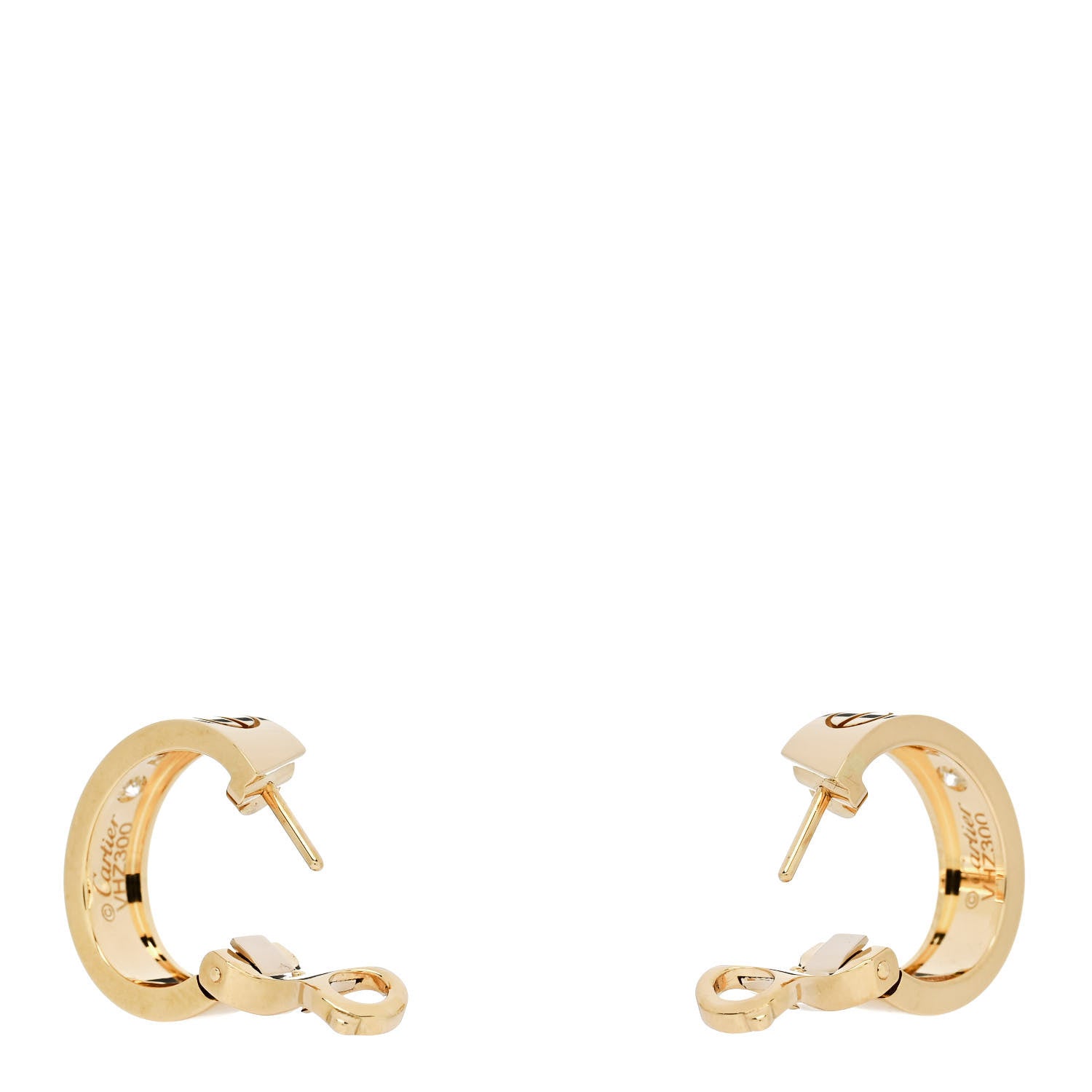 Cartier 18K Yellow Gold 2 Diamond 5.5mm LOVE Hoop Earrings 3 of 5