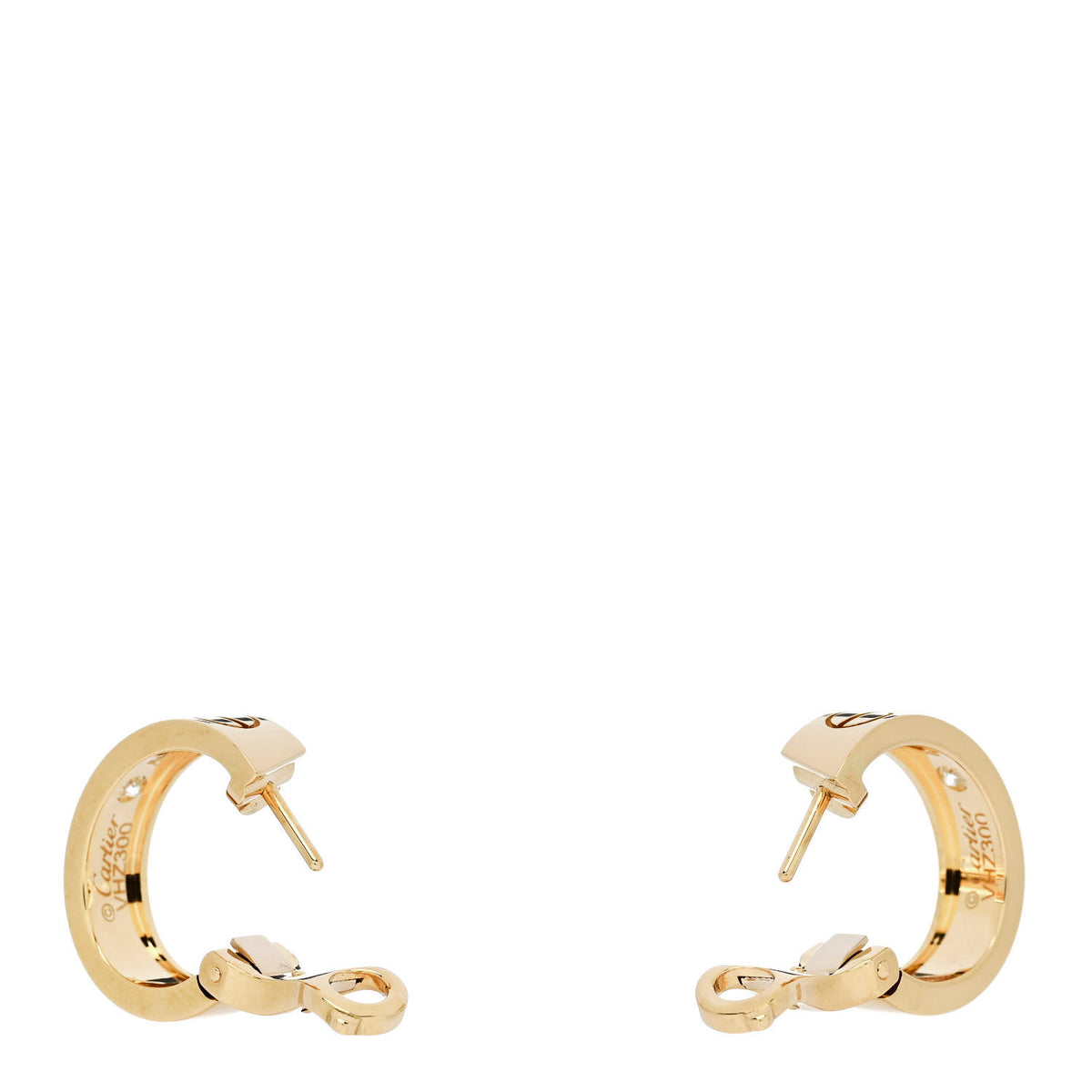18K Yellow Gold 2 Diamond 5.5mm LOVE Hoop Earrings