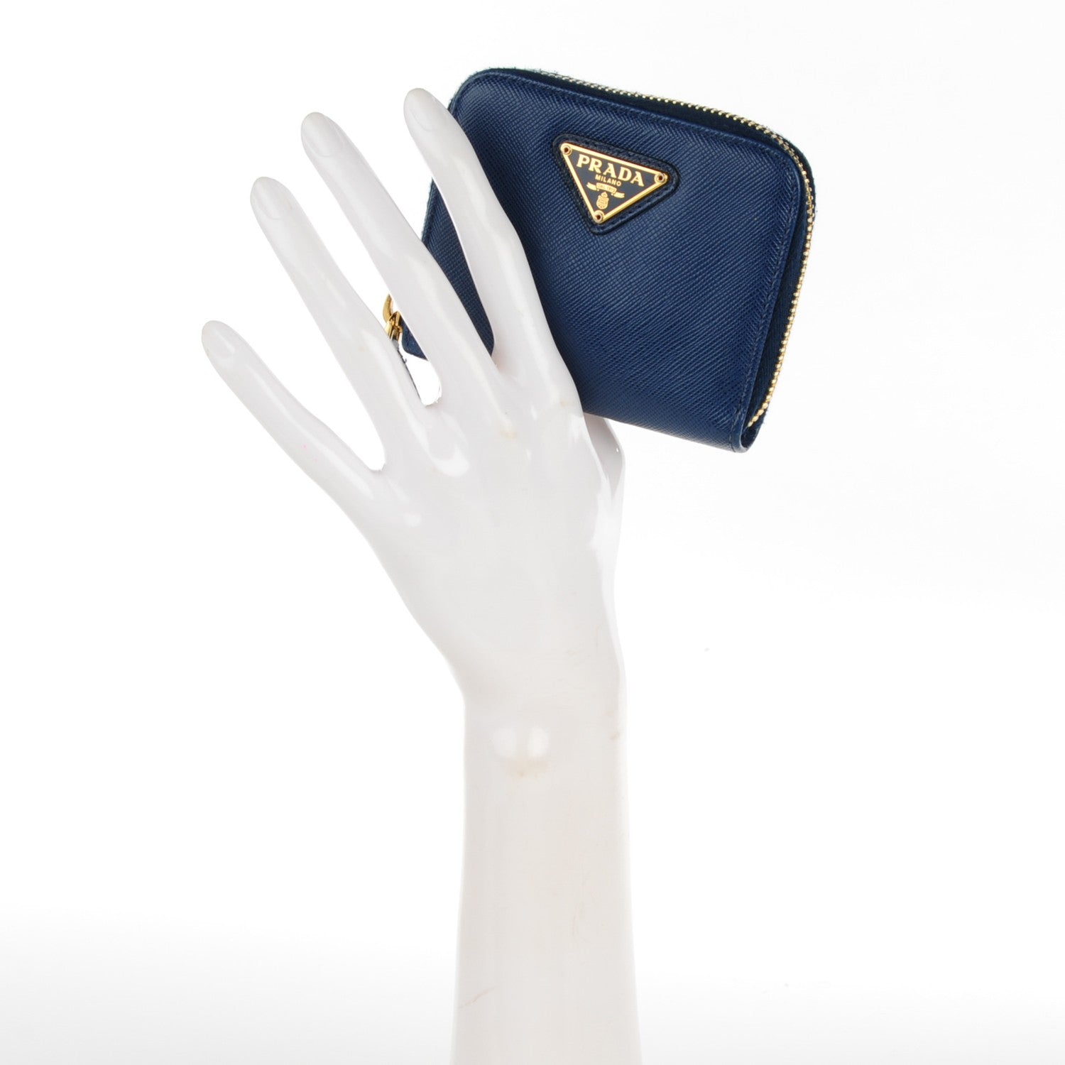 Prada Saffiano Coin Purse Bleuette 2 of 7