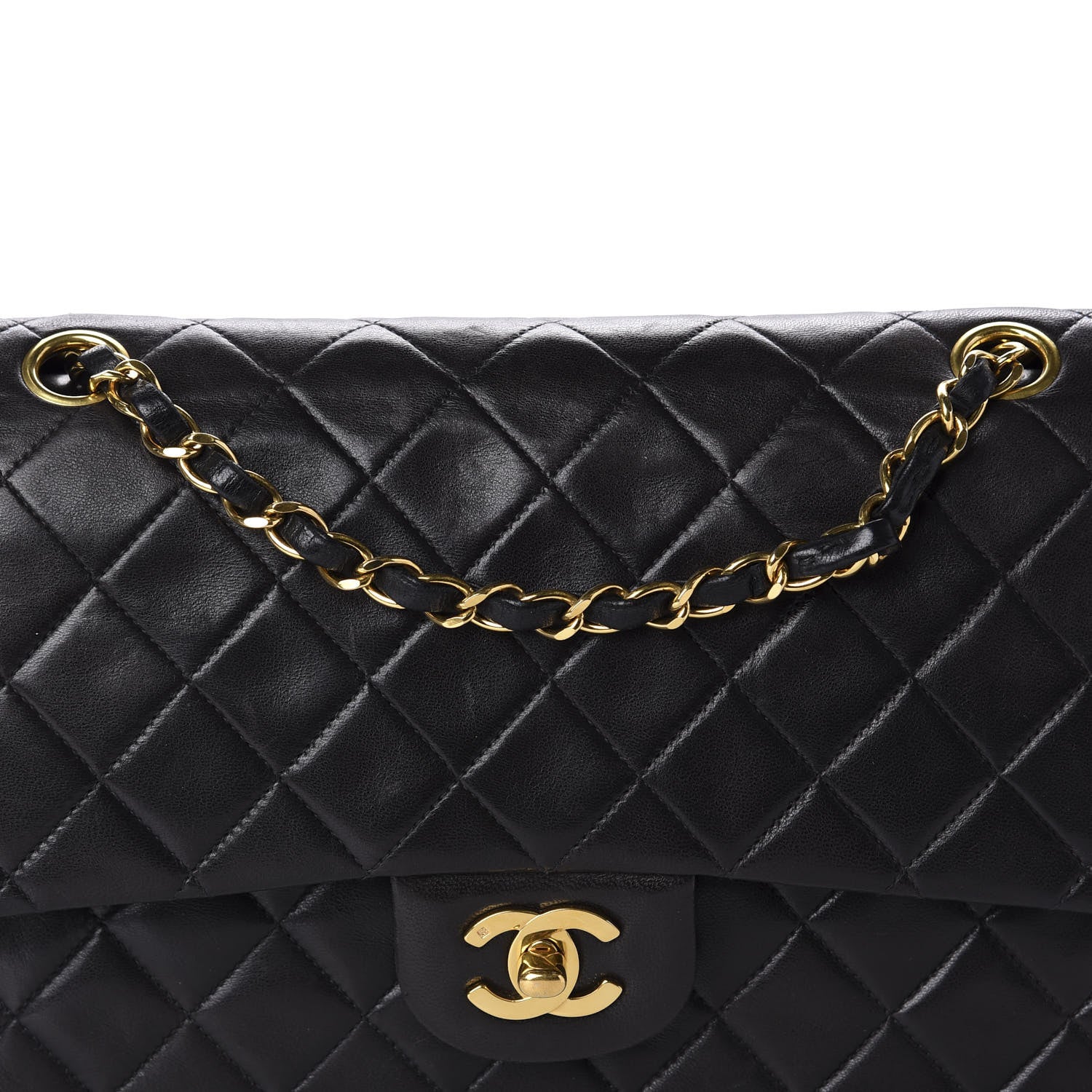 Chanel Lambskin Quilted Medium Double Flap Black 11 of 11