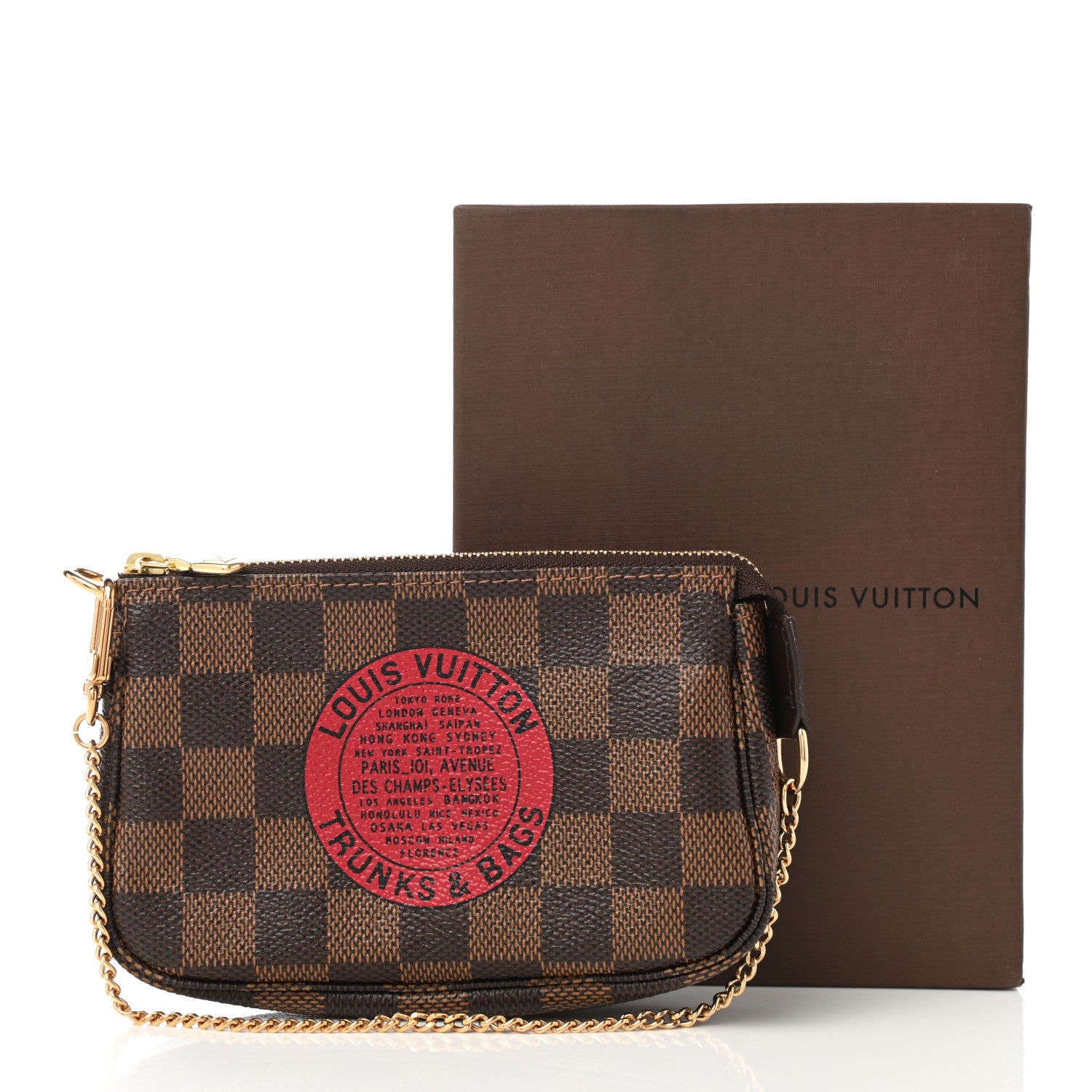 Louis Vuitton Damier Ebene Complice Trunks and Bags Mini Pochette Accessories Red 8 of 8