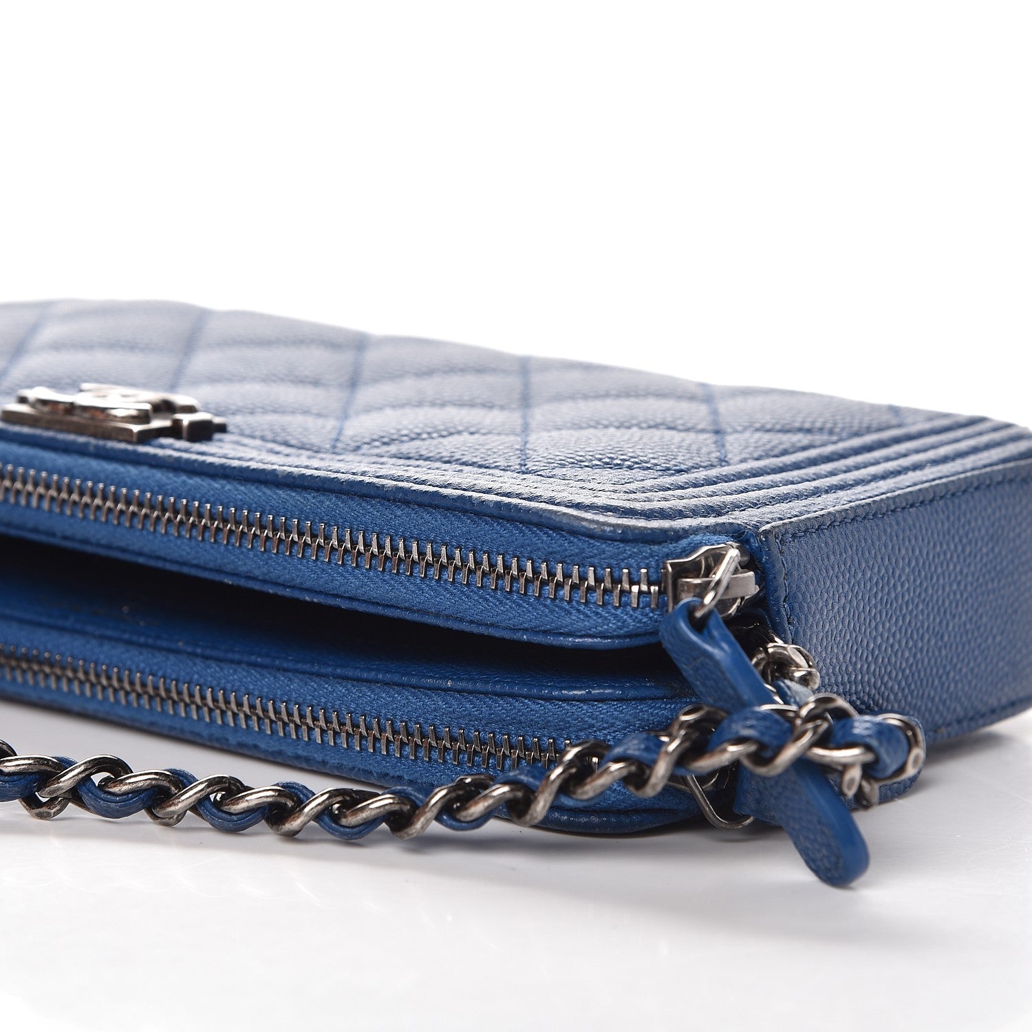 Chanel Caviar Quilted Small Boy Clutch With Chain Blue 14 of 16