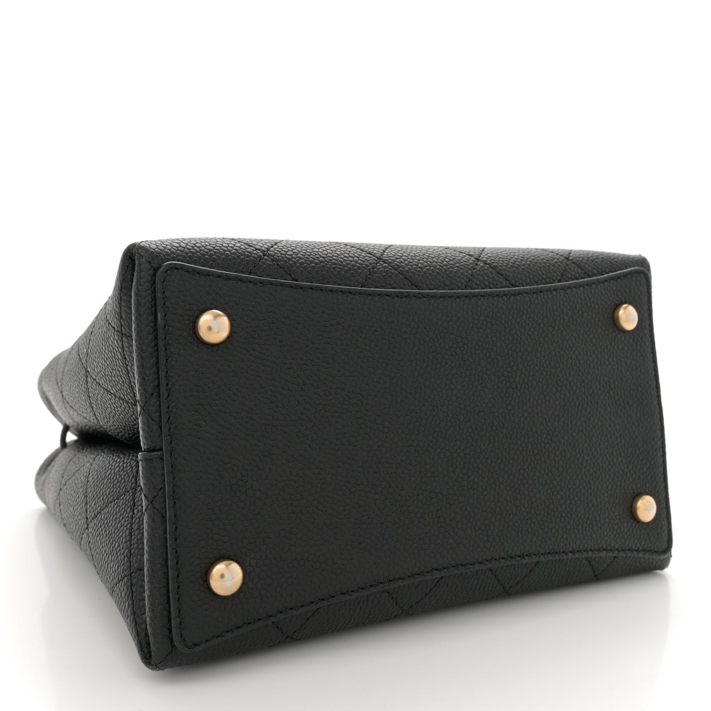 Grained Calfskin Stitched Small Drawstring Bag Black