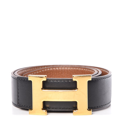 Hermes Box Togo 32mm H Belt 72 Black Gold 1 of 11