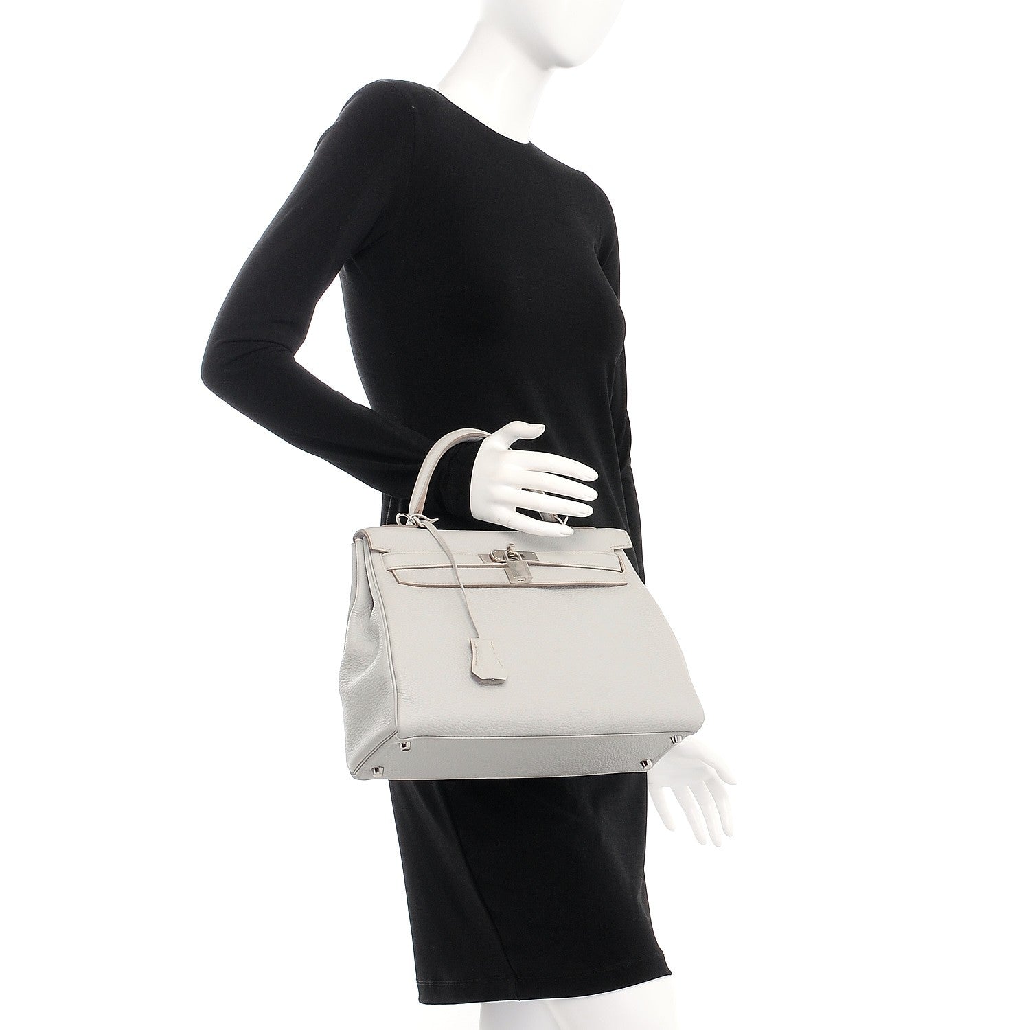 Hermes Taurillon Clemence Kelly Retourne 32 Gris Perle 3 of 33