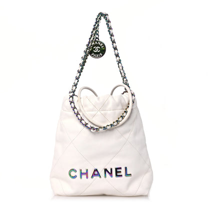 Chanel Shiny Calfskin Quilted Rainbow Mini Chanel 22 White 1 of 13