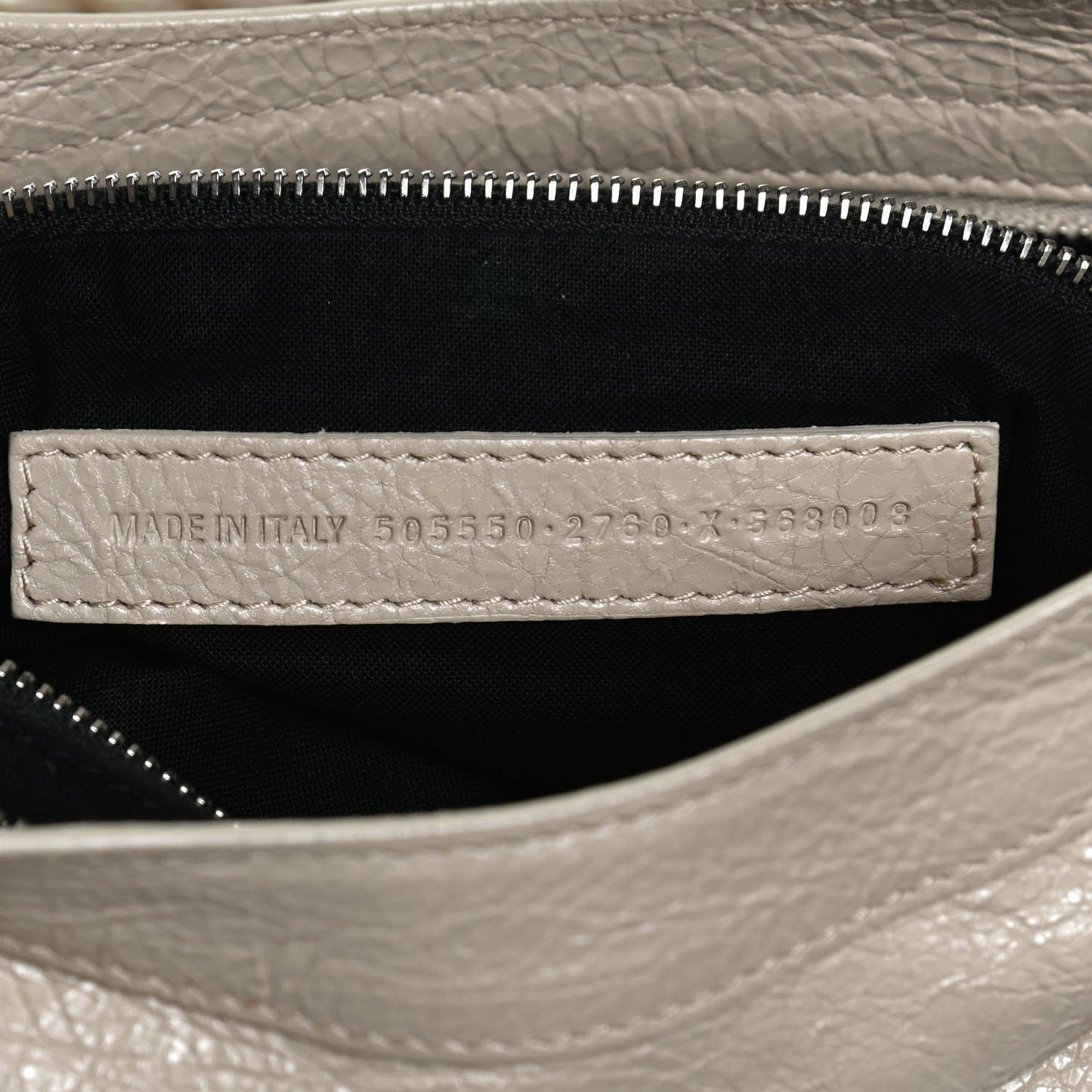 Agneau Classic Silver Hardware City Logo Strap Light Beige Black
