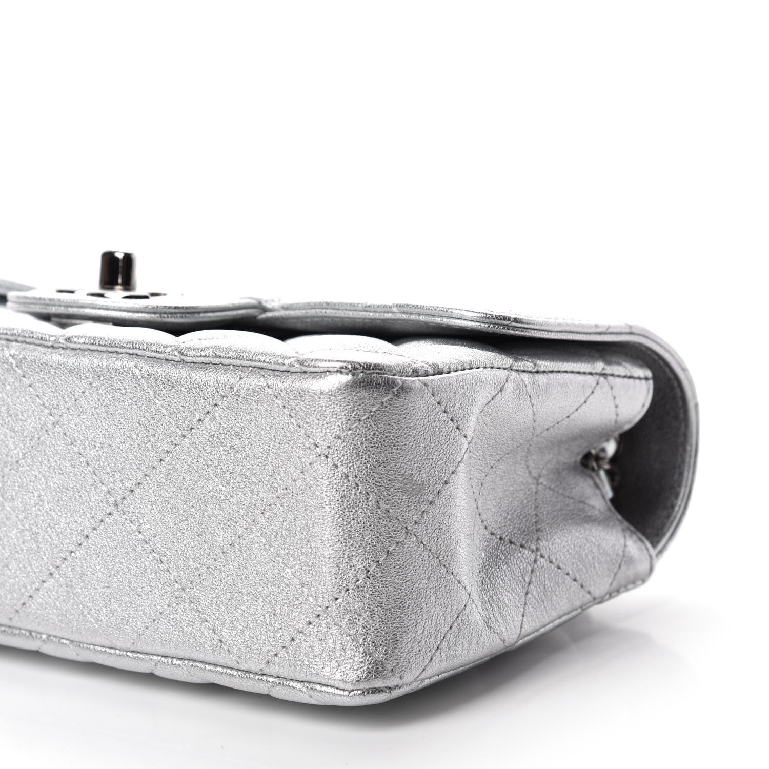 Chanel Metallic Lambskin Quilted Mini Rectangular Flap Silver 7 of 11