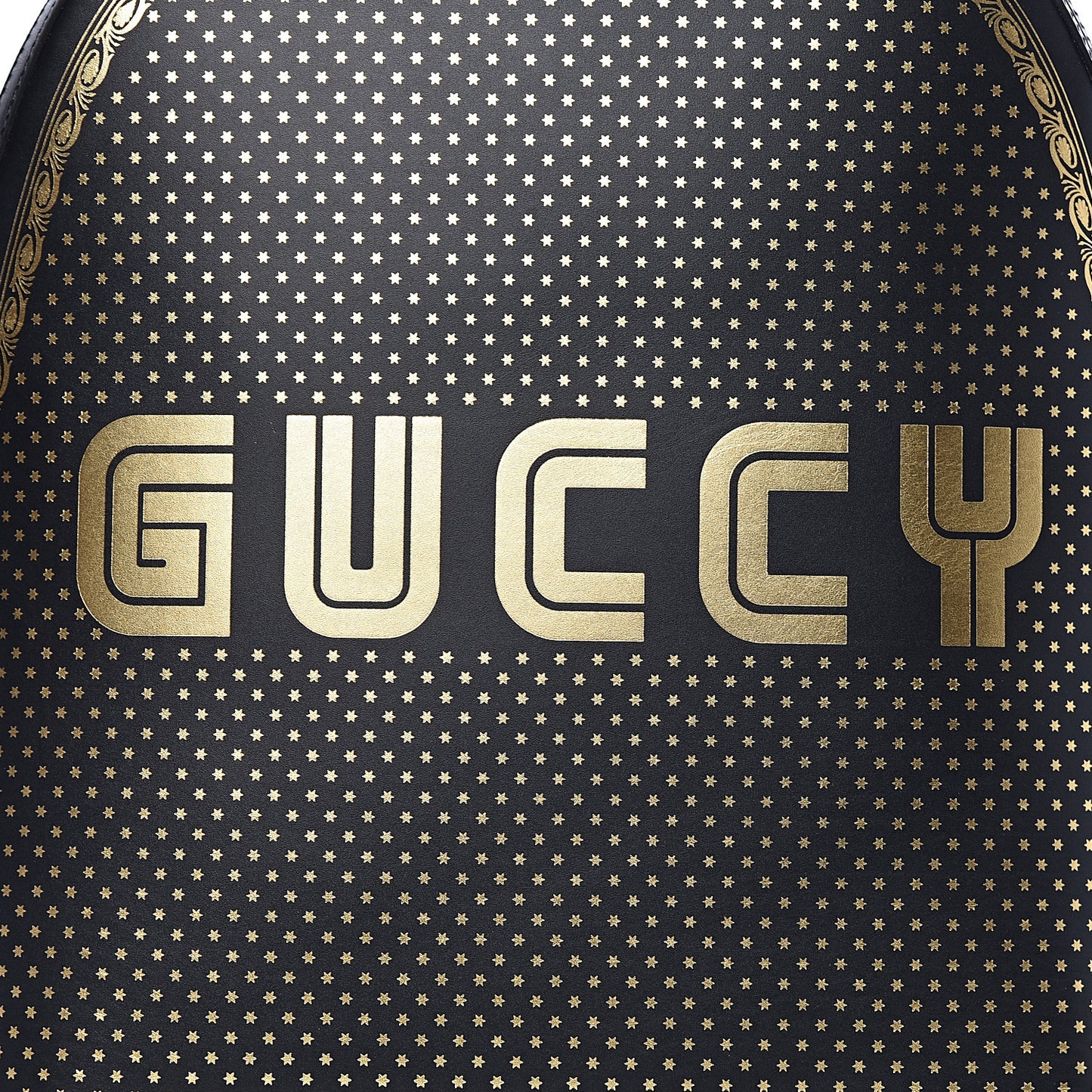 X SEGA Calfskin GUCCY Stars Dome Backpack Black Gold