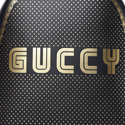 Gucci X SEGA Calfskin GUCCY Stars Dome Backpack Black Gold 11 of 11