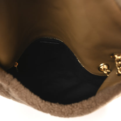 Saint Laurent Shearling Quilted Small Loulou Monogram Chain Satchel Cinnamon 5 of 10