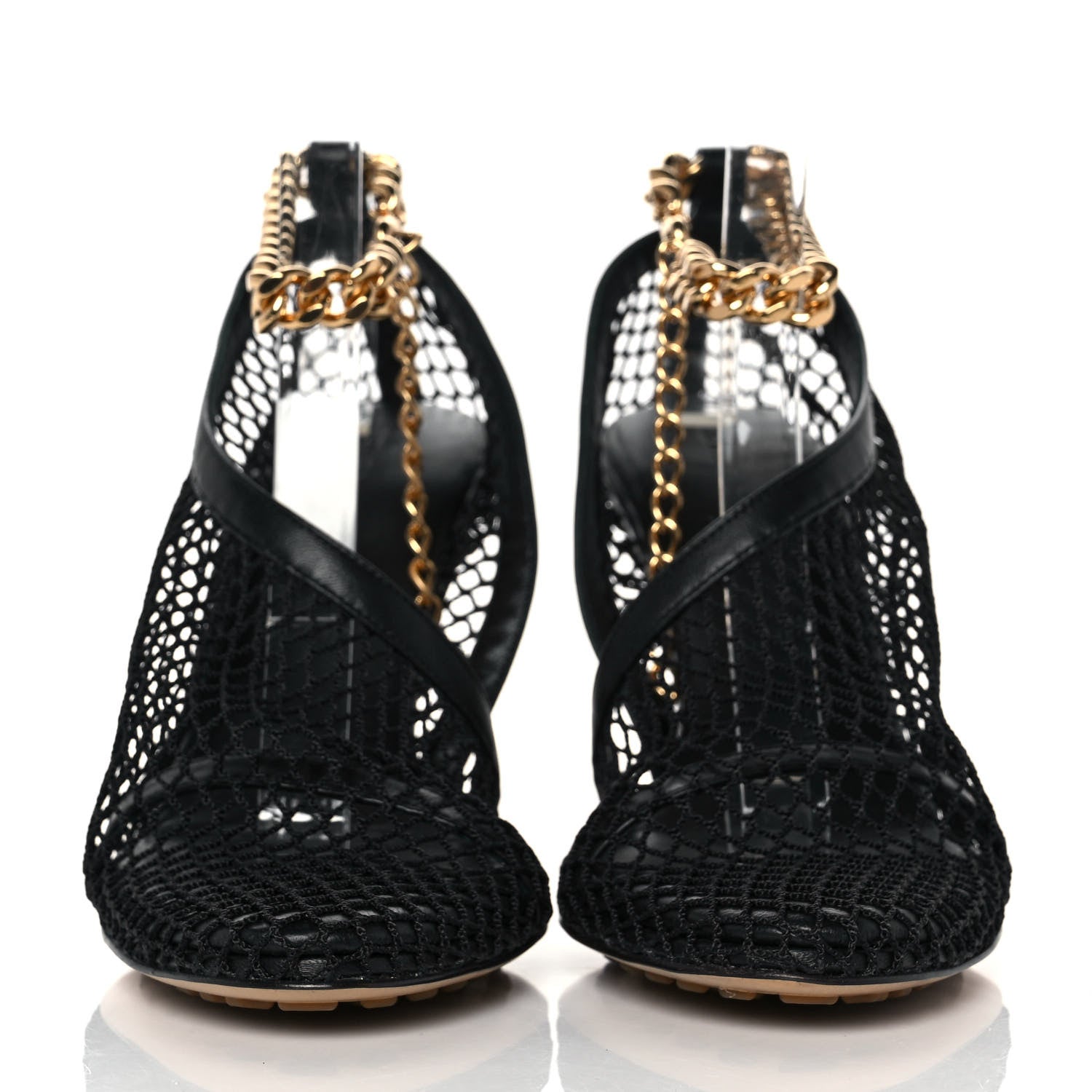 Bottega Veneta Mesh Nappa Chunky Chain Sandals 36 Black 2 of 9